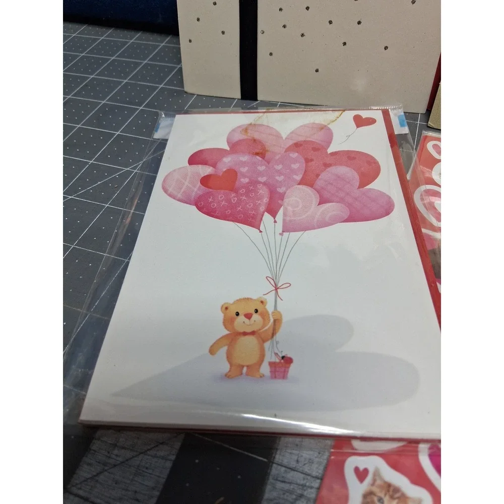 Hallmark Valentines Day Cards Stickers Lot Pink Husband Grandson Granddaughter